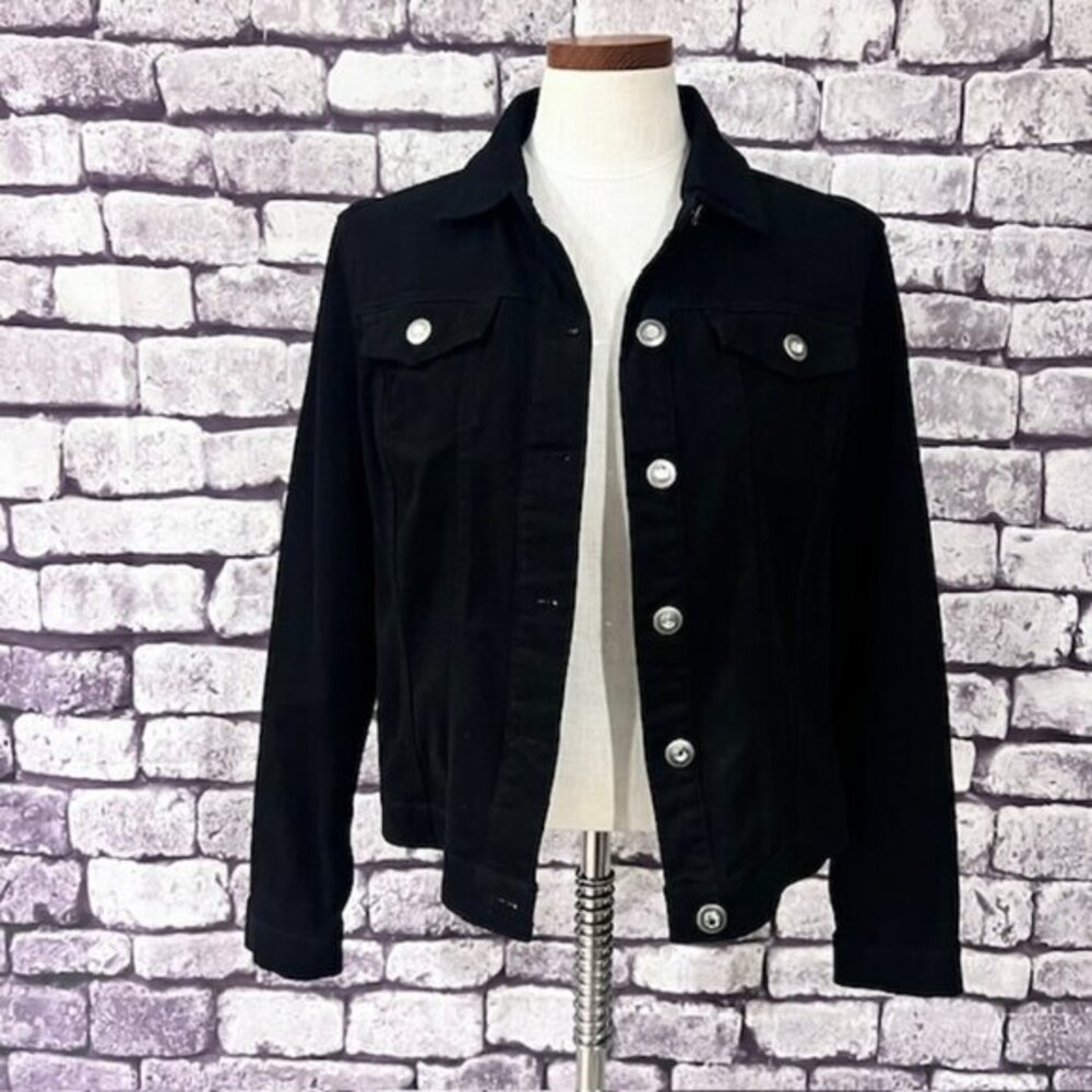 Baccini Black Denim Long Sleeve Jacket Size L